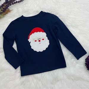 Santa Embroidered Boys Long Sleeve Shirt
